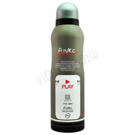 اسپری خوشبو کننده بدن آنیکا مردانه مدل پلی جیونچی حجم 200 میلی لیتر Anika PLay Givenchy Body Spray For Men