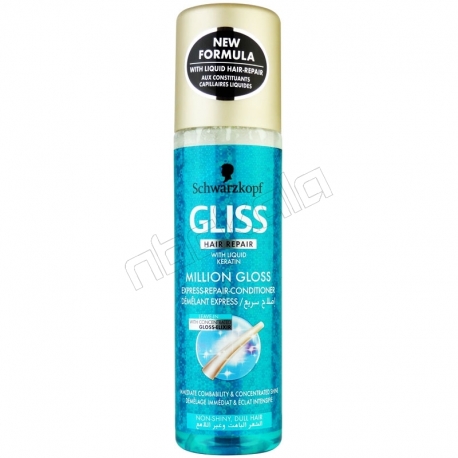 اسپری ترمیم مو دوفاز گلیس شوآرزکوف مدل Million Gloss حجم 200 میلی لیتر Schwarzkopf GLISS Million GLoss Two-Phase Hair Repair