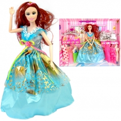 عروسک ست باربی با ست لباس و کیف و تاج و عصای جادویی باربی آبی Vogue Barbie No.842