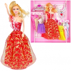 عروسک ست باربی با ست لباس و گردنبند و تاج باربی قرمز Barbie Sweet Queen No.313