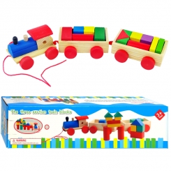 اسباب بازی فکری قطار چوبی سه تکه و بلوک های چوبی جاگذاری بار The Three section train blocks