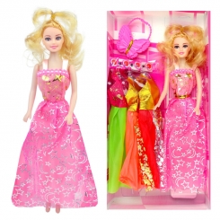 عروسک ست باربی با ست لباس و کیف پروانه ای باربی صورتی Pretty Barbie No.6603