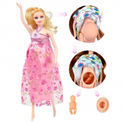 عروسک ست باربی مدل باربی باردار صورتی Fashion Girl Pregnant Barbie No.1006