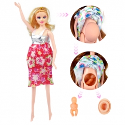 عروسک ست باربی مدل باربی باردار نقره ای Fashion Girl Pregnant Barbie No.1006
