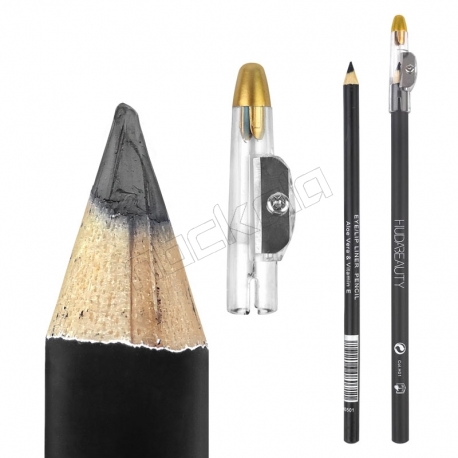 مداد ابرو و چشم هدابیوتی مدل مداد مشکی بلند با مداد تراش حاوی آلوئه ورا و ویتامین E شماره H01 HUDABEAUTY Black Eye Liner Pencil