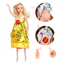 عروسک ست باربی مدل باربی باردار طلایی Fashion Girl Pregnant Barbie No.1006
