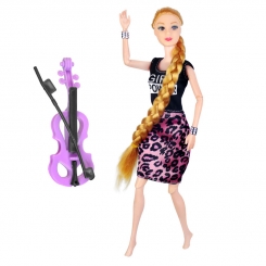عروسک باربی مو بلند ویولن زن لباس سیاه Barbie Violinist 685