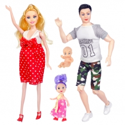 باربی شوهر و زن باردار لباس قرمز با بچه و کالسکه Barbie Man & Pregnant barbie 5301