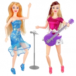 ست عروسک باربی مفصلی خواننده و گیتاریست با میکروفون Barbie Singer & Guitarist 1023
