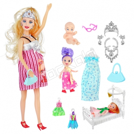 عروسک ست باربی مدل باربی باردار با وسائل و تخت بچه پرگننت ومن Barbie Pregnant Woman No.6007