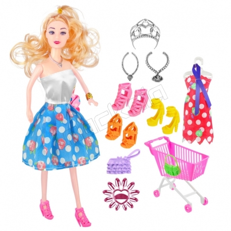 عروسک ست باربی با چرخدستی خرید مدل دامن آبی Barbie DX517