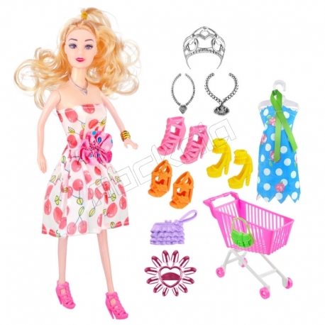 عروسک ست باربی با چرخدستی خرید مدل لباس آلبالودار Barbie DX517