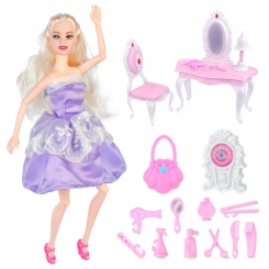 عروسک باربی مفصلی با میز توالت و صندلی و وسائل Barbie with Table & Chair No.289-1