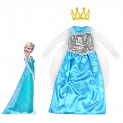 ست لباس و تاج فروزن مدل السا سایز 5-6 سال مدیوم 110 - 120 سانت Frozen Elsa Children Costumes