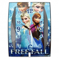 ساعت دیواری کودک طرح السا و آنا فروزن مدل مستطیل Frozen Elsa Anna Wall Clock