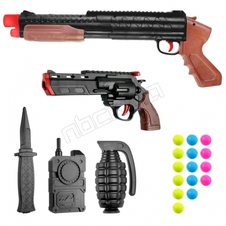 ست تفنگ اسباب بازی پلیس آهنی مدل شات گان و هفت تیر روکارتی اسپادان تویز ROBO COP Shutgun Set
