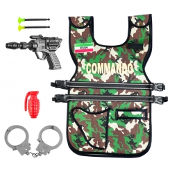 اسباب بازی ست جلیقه ضد گلوله ارتشی مدل کماندو سبز با تفنگ و دستبند Green Commando Vest