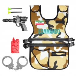 اسباب بازی ست جلیقه ضد گلوله ارتشی مدل کماندو خاکی با تفنگ و دستبند Cream Commando Vest