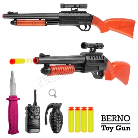 ست تفنگ برنو شاتگان تیرپرتابی با بیسیم و نارنجک و چاقو Golden Gun Berno pf Shotgun Toy