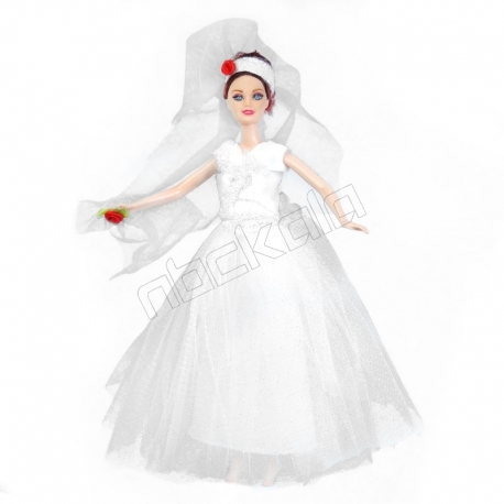 عروسک باربی عروس مو مشکی Bride Barbie APT Toys No. 130