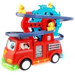 ماشین آتش نشانی با چرخ و فلک و سرسره جوجه اردک YJTOYS Fire Rail Car Duck Swivel Slide YJ388-64