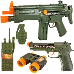 ست تفنگ و کلت ارتشی با بیسیم و نارنجک و دوربین سبز آلفا POWER GUN FORCE SET