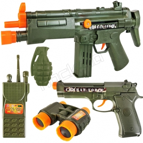 ست تفنگ و کلت ارتشی با بیسیم و نارنجک و دوربین سبز آلفا POWER GUN FORCE SET
