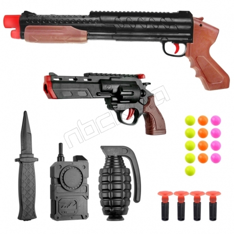 ست تفنگ اسباب بازی برنارد مدل شات گان و هفت تیر روکارتی Rasha Toys Bernard Shutgun Set