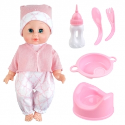 عروسک نوزاد موزیکال جیشی کولان با ست 5 پارچه لوازم عروسک XIN YAN culan Musical Doll 2099A