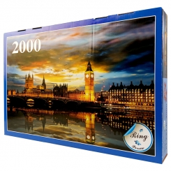 پازل 2000 تکه رینگ طرح منظره برج ساعت لندن در شب Big Ben کد 20001